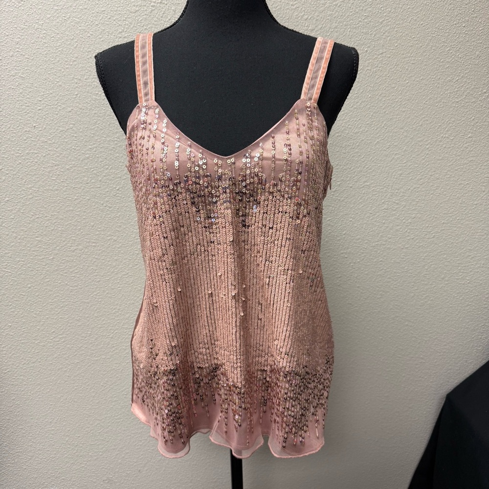 NWT White House Black Market Amelie Sequin Cami Small Antique Blush Tank - Picture 3 of 13